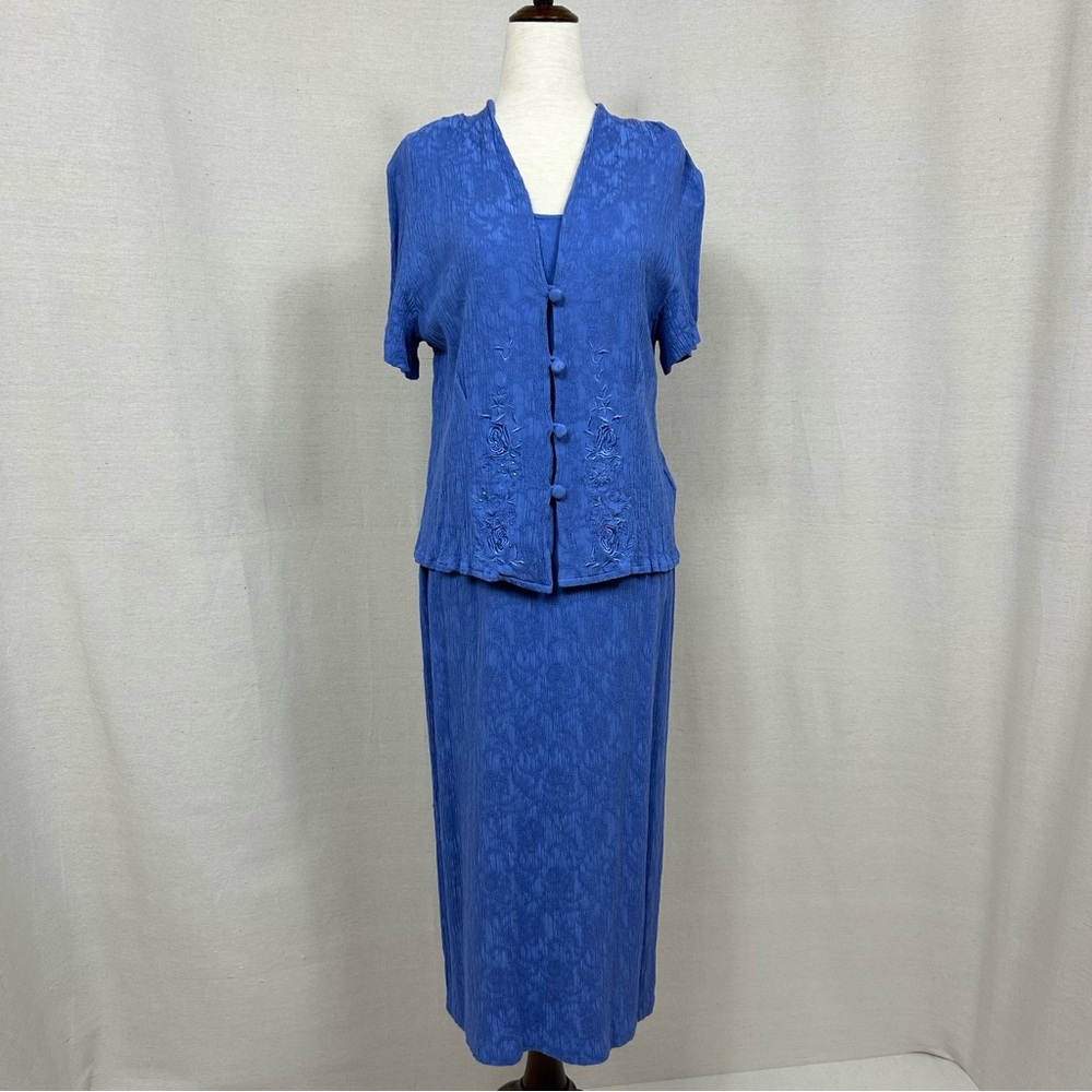 Dress Barn Vintage Blue 2 Piece Dress Set Size 14
